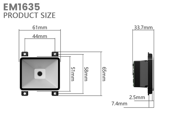 WCMI Embedded 2D Qr Code Reader for Kiosk Machine Fixed Mount Small Barcode Scanner White Light Phone QR Code for Taking Bus