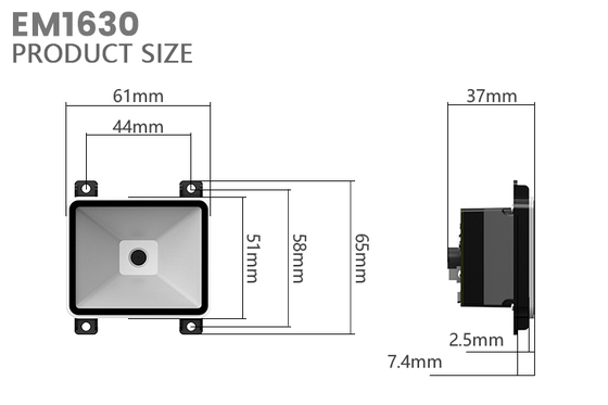 A EM1630 1d 2d Qr Scanner Module Rs232 Usb Wired Embedded Barcode Scanner