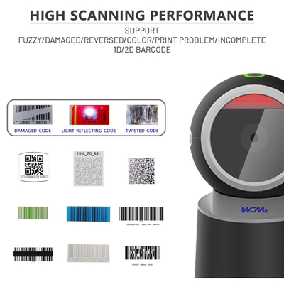 WCMI 1d&2d Hands Free Bar Code Cord Scanner High Speed Barcode Reader Desktop QR 2d  Scanner Work With Printer